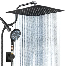 Cobbe 12 Inch All Metal 3-Way Rain Shower Head High Pressure KFSCA12103 - Black