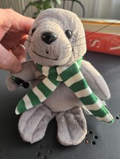 Coca Cola SEAL Plush 8" Green Striped Scarf Coke Bottle Stuffed Toy 1997