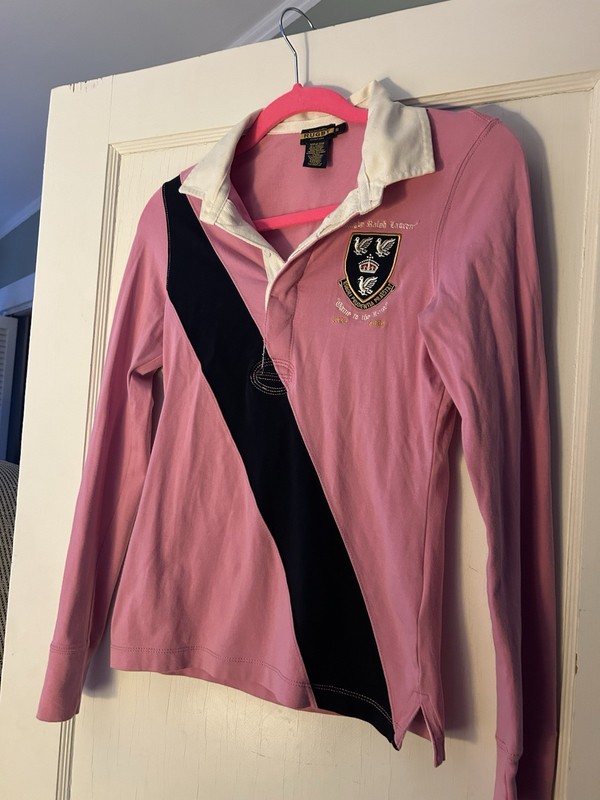 Rugby Ralph Lauren Womens Rugby Shirt Pink Small Y2K