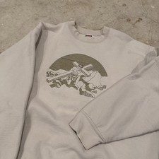 Vintage 90s Jesus Sweatshirt Crewneck Beige Mens Large USA Made