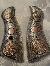Vintage Sterling Silver And Gold Smith Wesson Pistolgun Grips