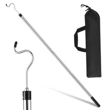 Clothes Hook Pole, Extendable from 35" to 50" Stainless Steel Closet Pole Rea...