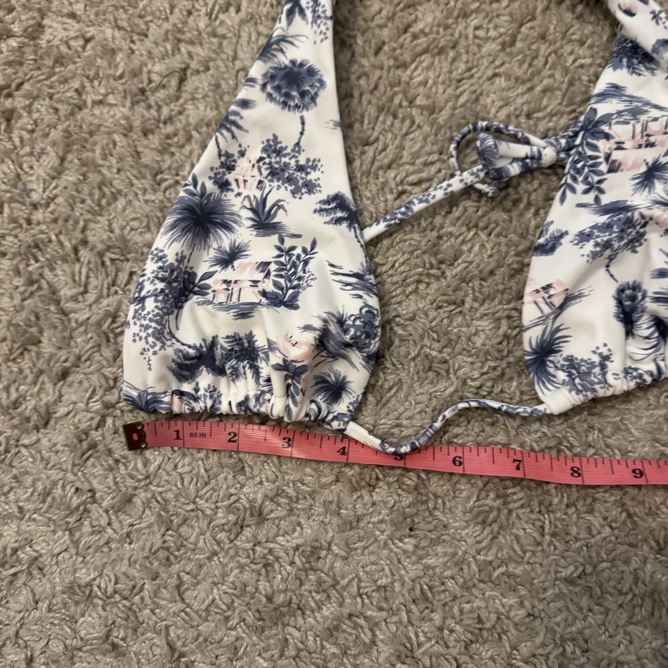 Blusa de Natação Abercrombie Fitch Multi Way Feminina Pequena Floral Branca Azul Gravata Traseira Nova Com Etiqueta - Imagem 4 de 4