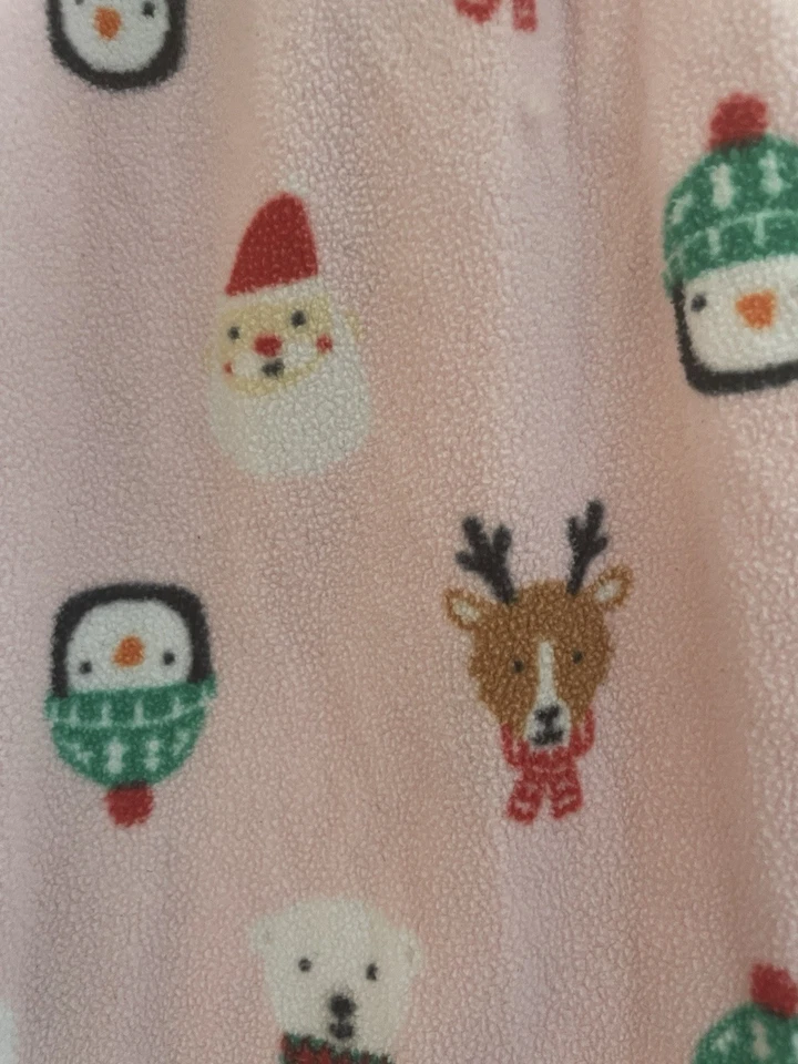 Carter's Kid Girl Cute Santa Reindeer Bear Cozy Fleece Christmas PJ Pants Pink 6 - Image 4 of 4