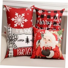 Christmas 16" x 16" Pack of 4 Super Soft Christmas Pillow Covers
