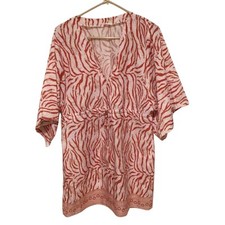 Shein Women's Beige Burnt Orange Tiger Stripe Print Dress Size Large Casual