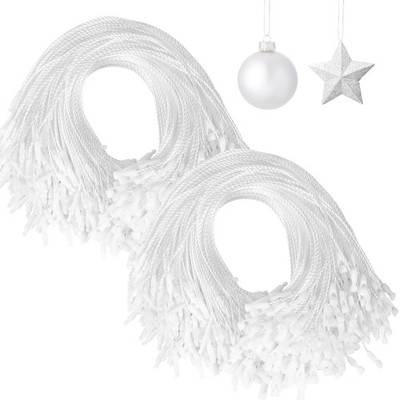 FEBSNOW 500Pcs Christmas Ornament Hangers, String with Snap White 