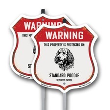 Warning Property Protected by Standard Poodle Made in th Shield Sign With Stake