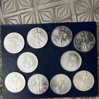U.S. Mint American Silver Eagle 2002 1 oz .999 Fine Silver Coin Lot of 10