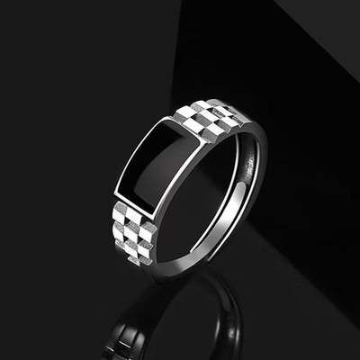 Ring, Rechteck-Design   Eleganter Herrenring 59-65 - Sterling Silber 925