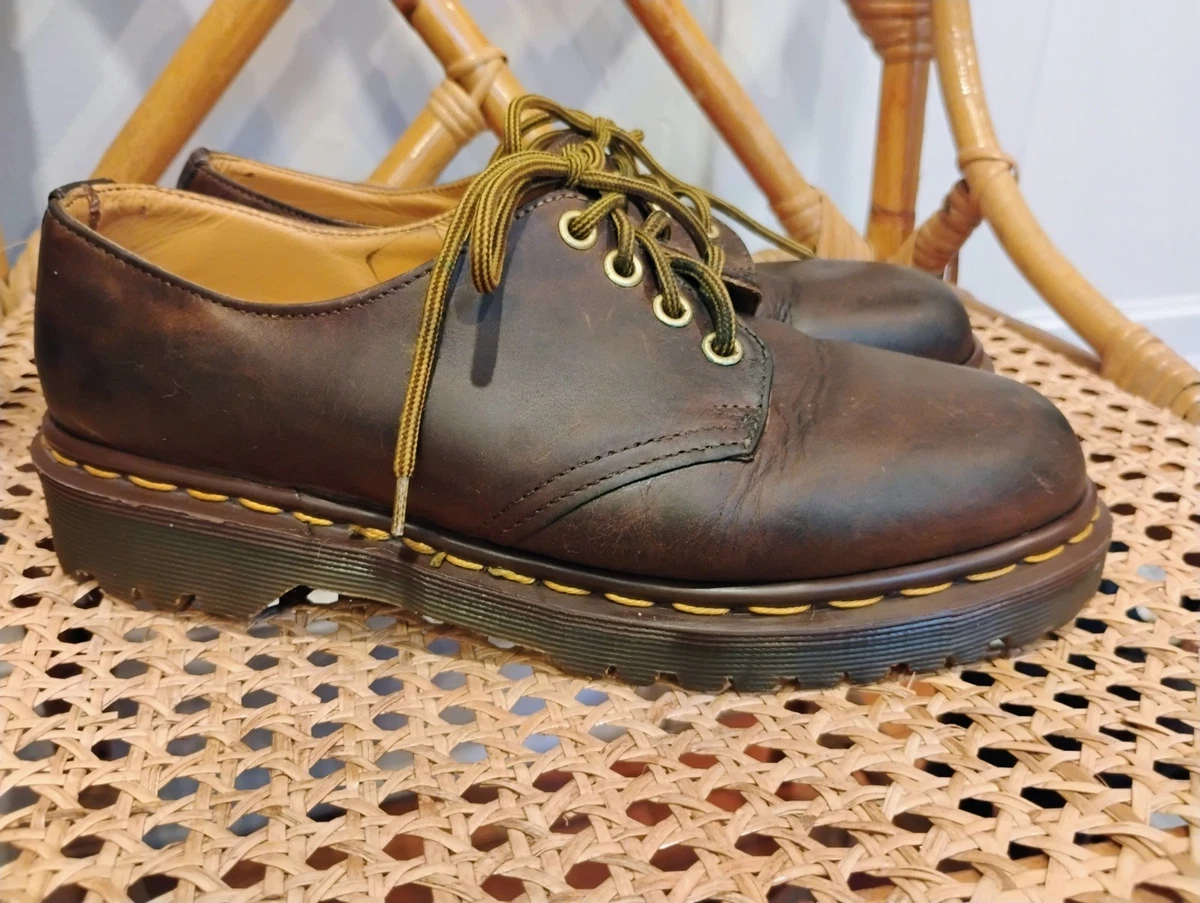 Vintage Dr. Martens Made in England 1561 Oxfords UK Size 10 US 11 Dr Martens 1561 Red/brown Abaline Leather 4 Hole Made in  main image 2