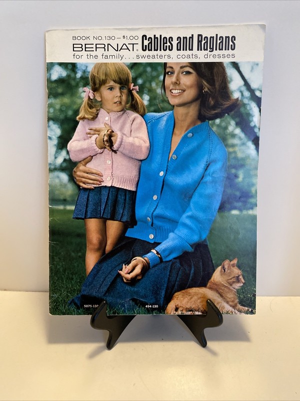 VINTAGE BERNAT FOR THE FAMILY CABLES AND RAGLANS BOOK NO. 130