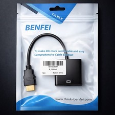 BENFEI HDMI to VGA Adapter Cable – 1080P HD Video Converter – Black – New