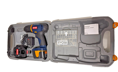 #ad Ryobi 7.2 V Volt Cordless Screwdriver Drill Charger Case Manual HP472 Tested $54.99