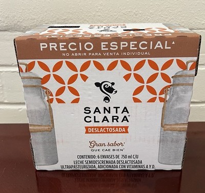 6 Pack Leche Santa Clara Deslactosada 750ml Cada Uno 100% De Vaca