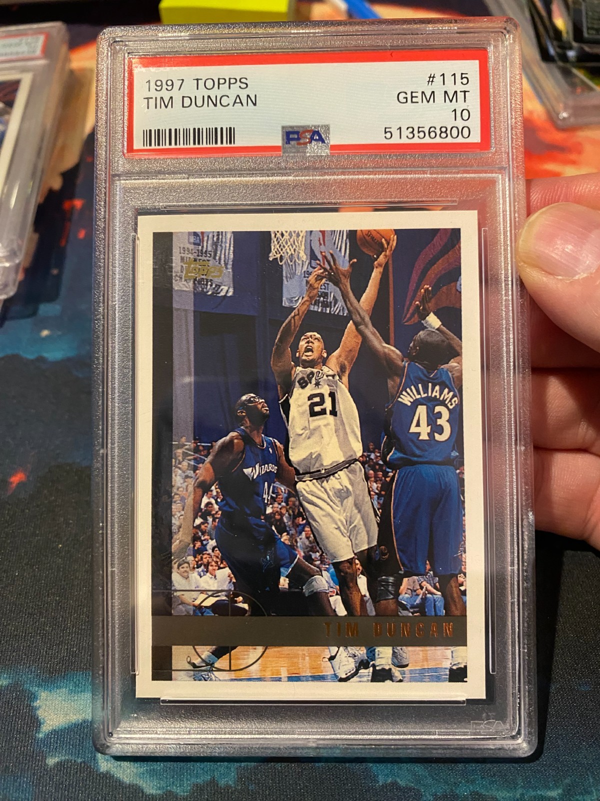 1997 Topps Tim Duncan PSA 10 Rookie Card view 4