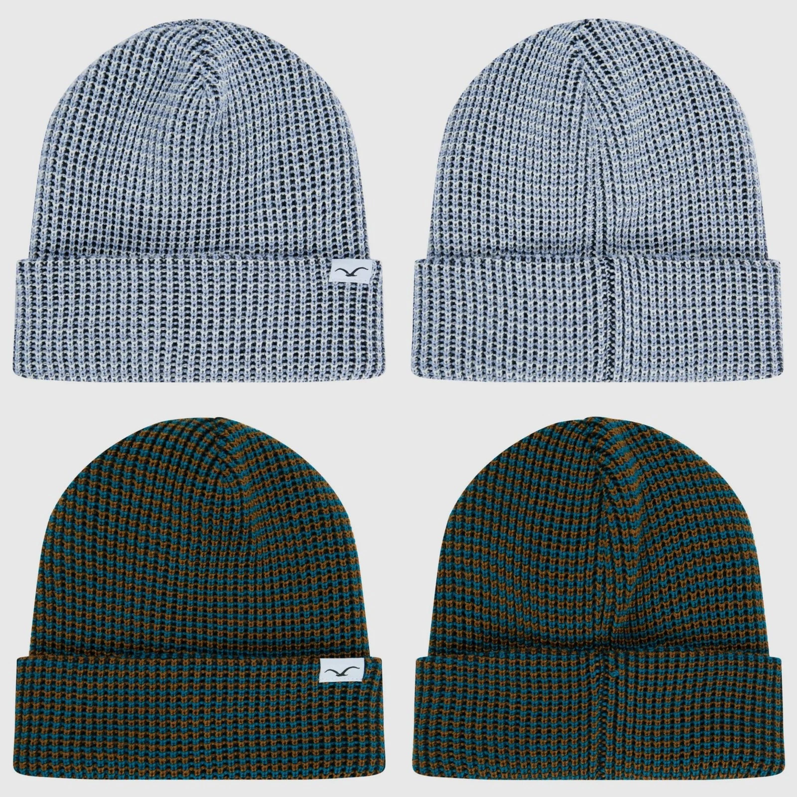 Cleptomanicx Beanie Trio Unisex Knit Hat Wool Blend Seagull Logo Label Patch New