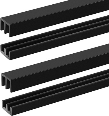 2 Sets 4FT Sliding Door Track for 1/8'' Thick Panels Closet Glass Doors Plastic C