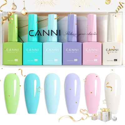 6Pcs 9Ml Hema-Free Gel Nail Polish Set- Green Blue Purple Pink Milky White Color