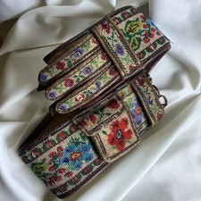 Beadwork Transylvania Girl Antique Embroidered Leather Belt Ethnography Costume