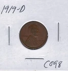1919 D Lincoln Wheat Penny C098 !!!Free Shipping!!!