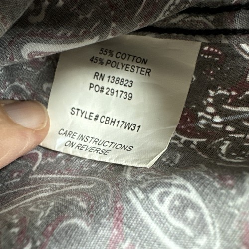 Cody James Boys Sz XL Western Maroon Paisley Pearl Snap Long Sleeve Shirt - Picture 4 of 9
