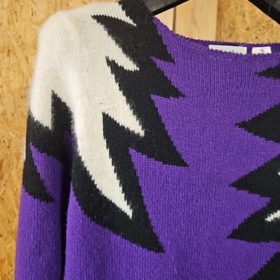 Vestido de punto vintage púrpura años 80 púrpura Christina Grant suéter túnica PEQUEÑO MEDIANO Foto 3 de 4