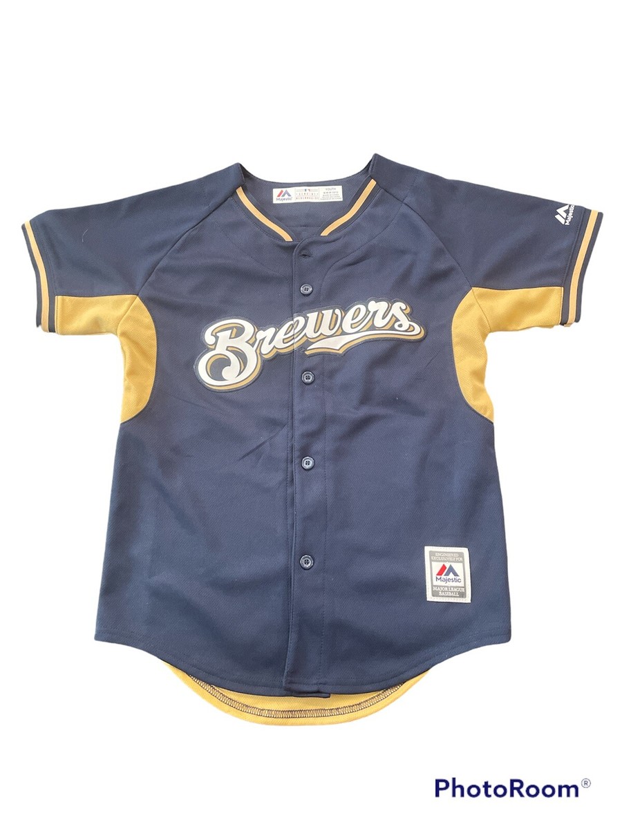 Brewers Gold Baseball Uniforms Milwaukee Brewers Youth CREAM Home
