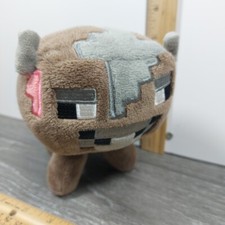 Minecraft Jinx Baby Cow Plush Brown Gray Pink Mojang Stuffed Animal 2017 - 5.5"