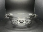 Vintage Anchor Hocking Ovenware Round Casserole Blue Hearts Clear Glass No Lid