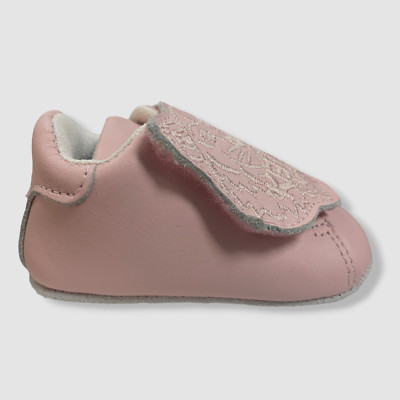 $160 Kenzo Baby Girl's Pink Strap Embroidered Logo Leather Slipper Shoes Size 2