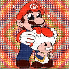Toad Licking Mario BLOTTER ART perforated sheet paper psychedelic art