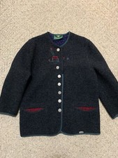 Euc Giesswein Austria Women's Wool Jacket Embroidered House Flowers Sz 12