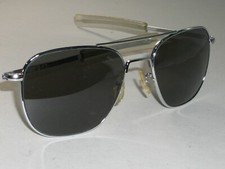 57 20mm AMERICAN OPTICAL USA SHINY CHROME UV CRYSTAL ORIGINAL PILOT SUNGLASSES