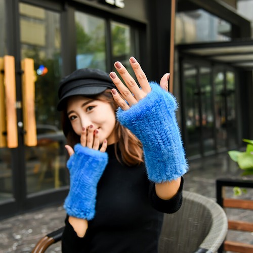 8 inch Women's Real Mink Fur Gloves Fingerless Knitted Wrist Cuffs Warm Sleeves - Picture 8 of 42