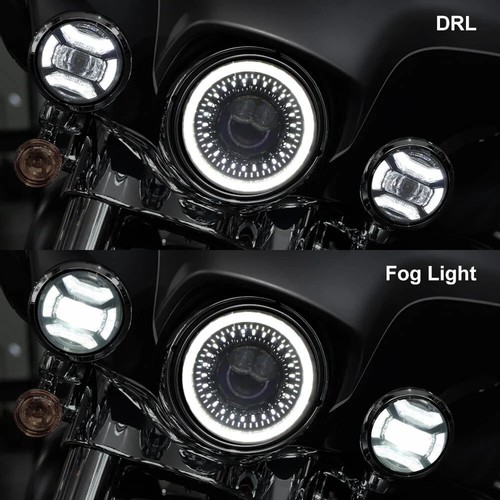 Pair 4.5'' LED Fog Light Halo Angel Eye For Harley Road King Classic EFI FLHRCI - Picture 4 of 14
