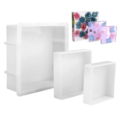 3 Size Square Silicone Molds for Resin,Large Resin Mold Glossy Deep Square Molds