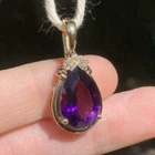 3CT Pear Cut Amethyst Women's Solitaire Pendant 18K Yellow Gold Over Free Chain