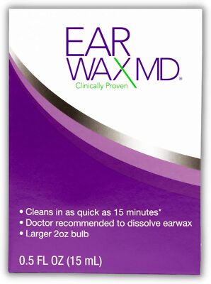 Eosera EARWAX MD Earwax Cleaning Kit with Rinsing Bulb, 15 mL Ear Drops