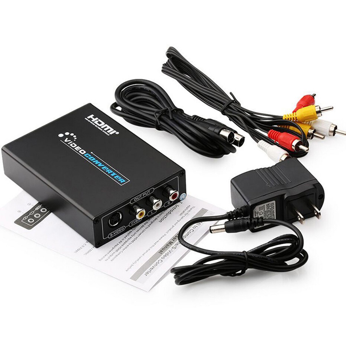 HDMI to Composite/S-Video Converter+AV Cable+US/UK/EU/AU Plug Power Supply  Cable