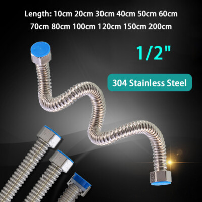 1/2'' Shower Hose Flexible Metal Bellows Corrugated Pipe Water Heater 10cm-200cm