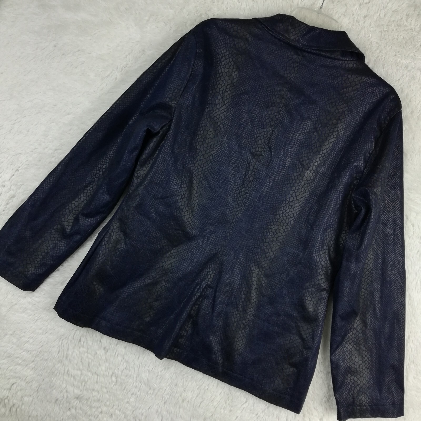 Ameri Mode Womens Jacket Snakeskin Blue Black Zip… - image 11