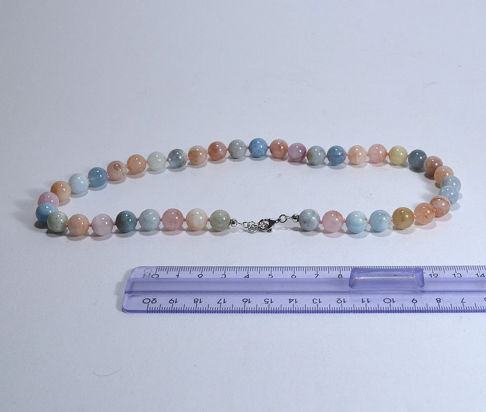 COLLANA  BERILLO MULTICOLORE CON CHIUSURA IN ARGENTO 925 RODIATO    - AGLN 0209- - Immagine 3 di 3