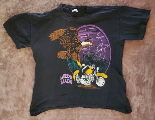 American Made T-Shirt L Large 100% Cotton Black Graphic Biker Motorcycle - Picture 8 of 8