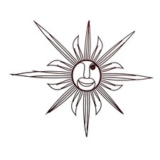 Vintage RED Wicker Rattan Wall Art Winking Sun BOHO Cottage Decoration 29" x 36"