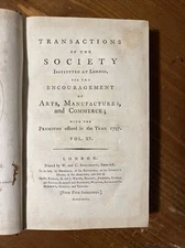 1797 Transactions Of The Society; Arts, Manufactures, & Commerce; Vol XV; As Is