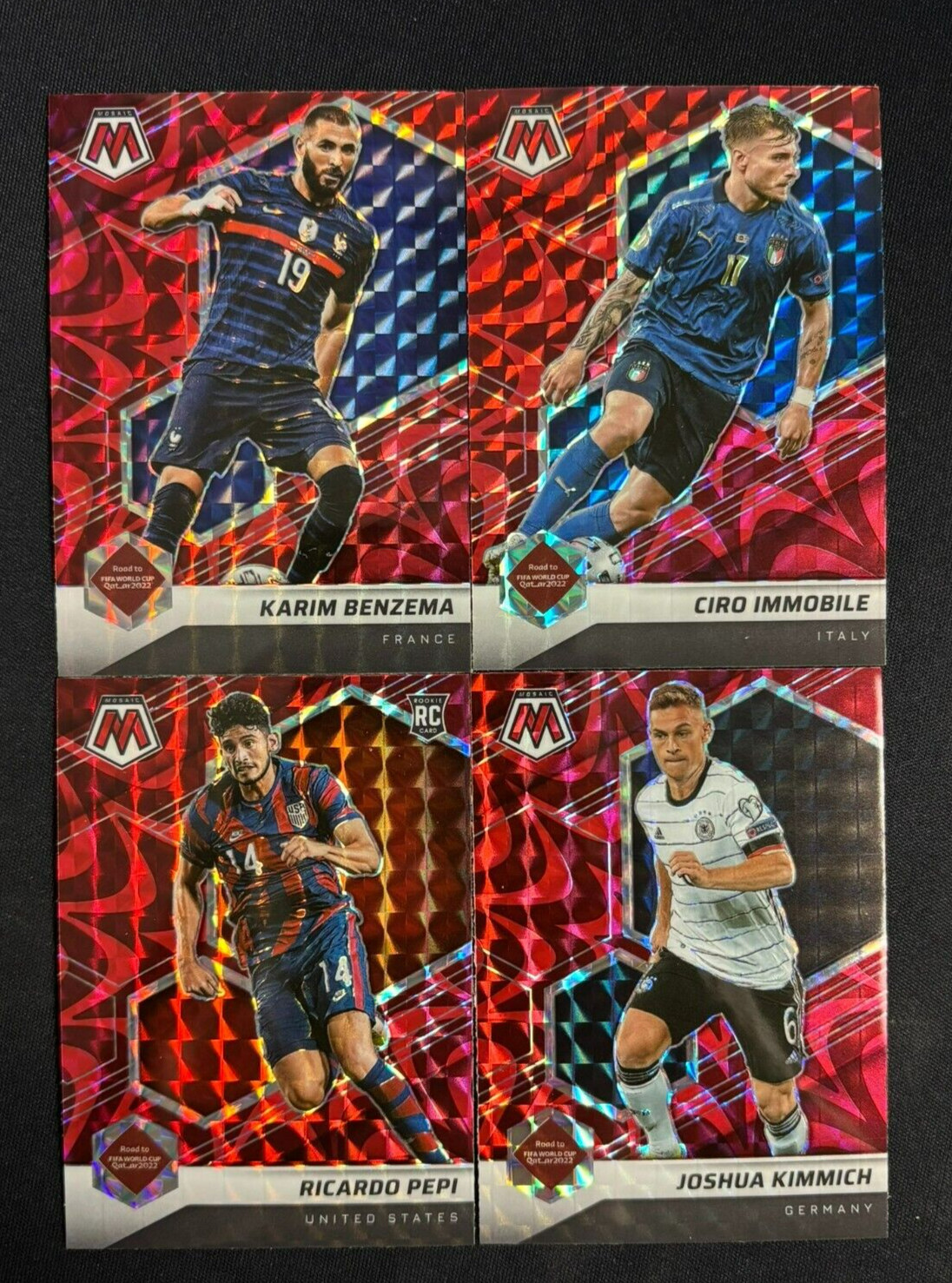 2022 Panini Road to FIFA World Cup Mosaic UEFA RED REACTIVE PRIZMS You Pick Card