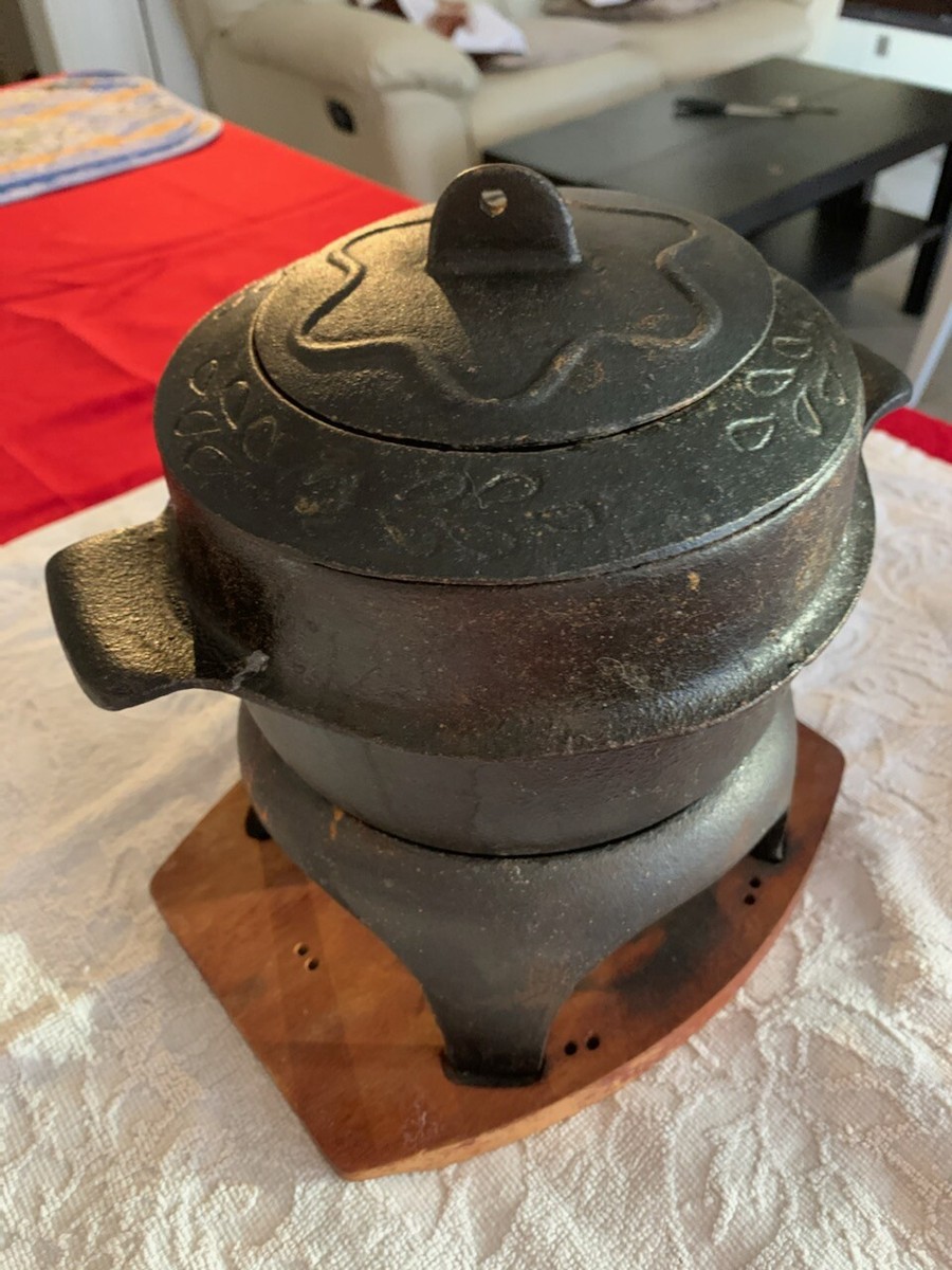 Service à Fondue En Fonte Vintage Noir 0,75L - Avec Réchaud à Alcool