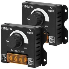 2Pack LED Dimmer Switch DC 12-24V 30A PWM Stepless Brightness Dimming Controller