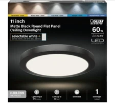 Feit 74210/6WY/BK LED 11" Round Flat Panel Light Kit – 12.5W, 5 CCT, Black Trim